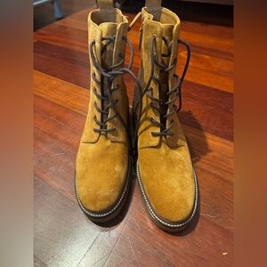 Tory Burch Tan Suede Combat Boots